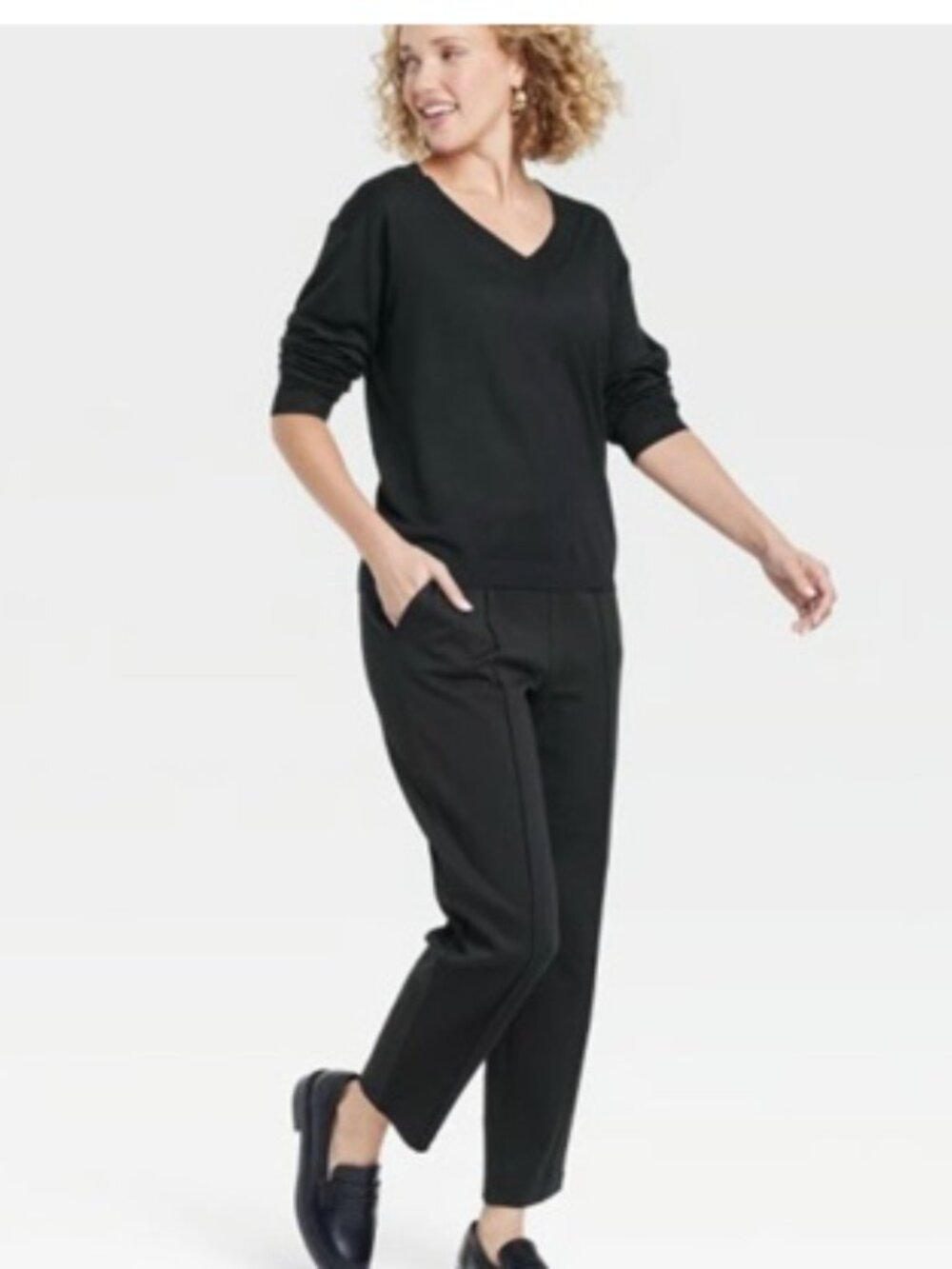 a new day Fine Gauge V-Neck Black sweater, Size XL - Picture 3 of 7